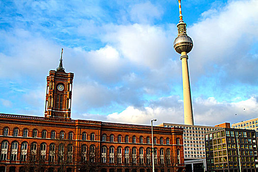 红色,市政厅,柏林