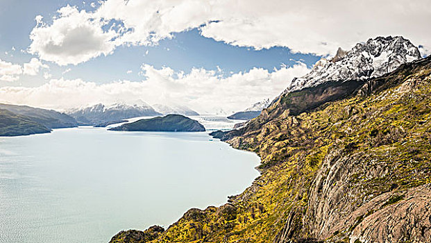 风景,湖,远景,格里冰河,托雷德裴恩国家公园,智利