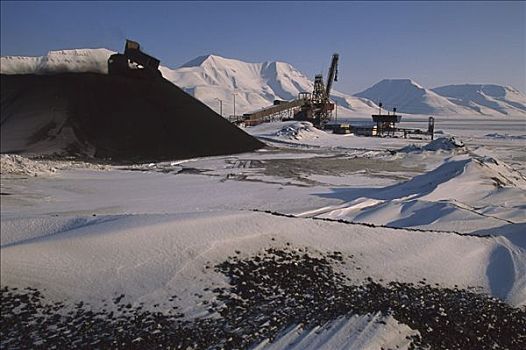 煤,靠近,码头,朗伊尔城,斯瓦尔巴特群岛,挪威