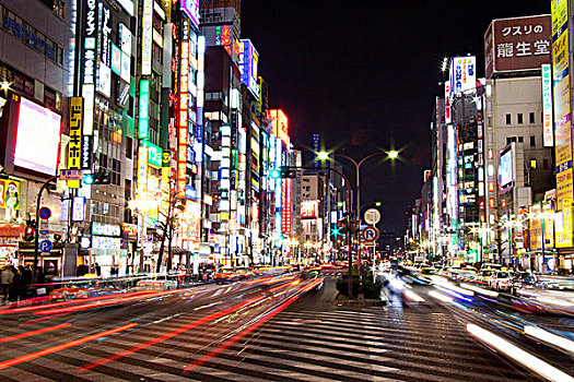 街景,夜景,东京,日本,亚洲