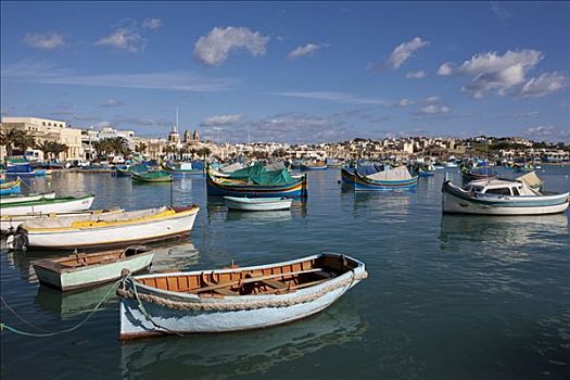 传统,马耳他,渔船,正面,圣母大教堂,庞培,马尔萨什洛克,欧洲