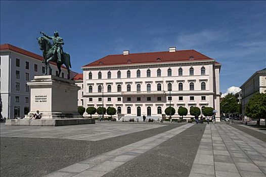 西门子,总部,骑马雕像,马克西米利安,巴伐利亚,街道,慕尼黑,德国,欧洲