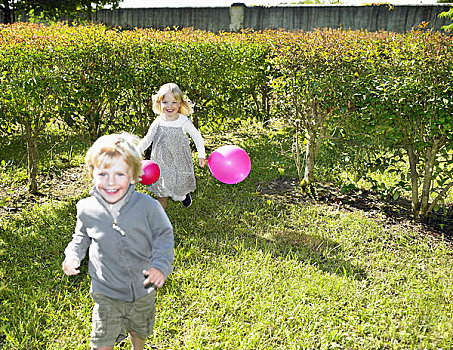 儿童,跑,粉色,气球