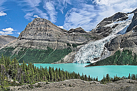 山,冰山,湖,冰河,罗布森山,省立公园,不列颠哥伦比亚省,加拿大