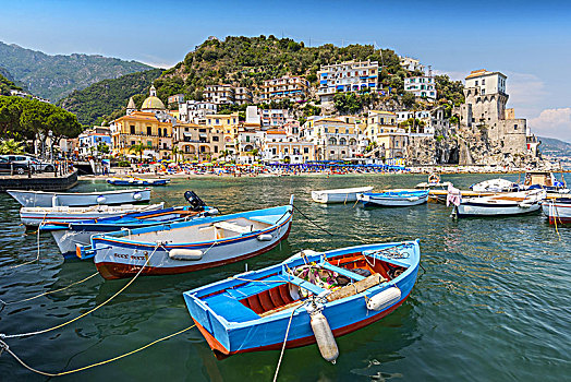休闲,船,传统建筑,港口,阿马尔菲海岸,意大利
