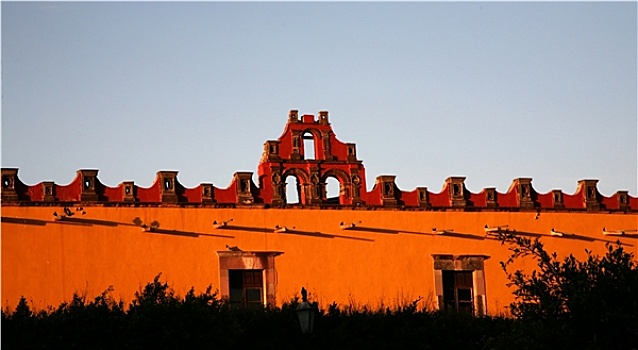 红色,黄色,建筑,大学,圣米格尔,墨西哥