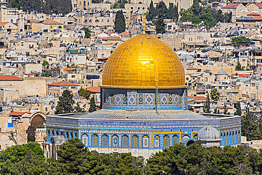 风景,耶路撒冷,老城,圆顶清真寺,圣殿山,以色列