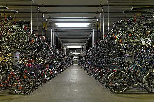 自行车,停车场,芒斯特,北莱茵威斯特伐利亚,德国,欧洲