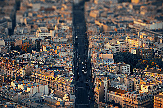 巴黎,城市街道,屋顶,风景,日落