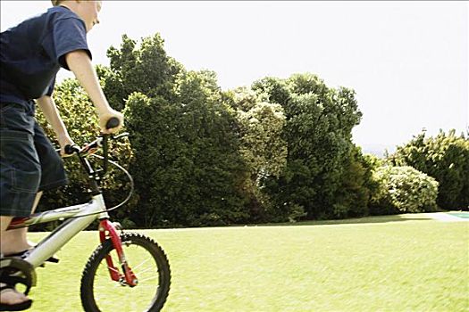 男孩,骑自行车,公园
