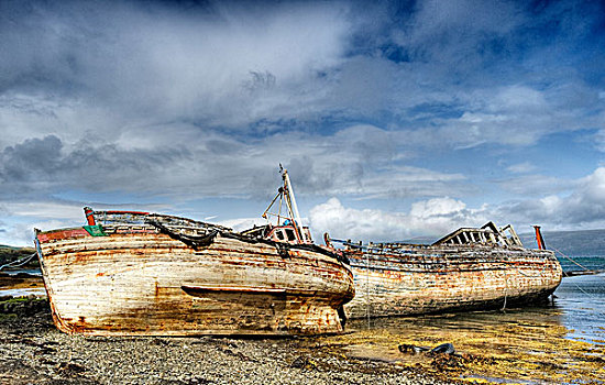 渔船,搁浅,湾,茂尔岛
