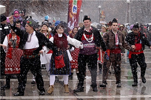 人,玩,传统,保加利亚人,跳舞