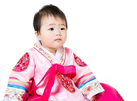 亚洲人,女婴,穿戴,传统,韩国人