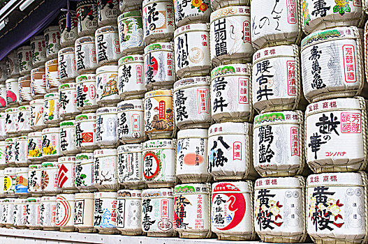 传统,日本米酒,桶,包装,吸管,明治神宫,东京,日本
