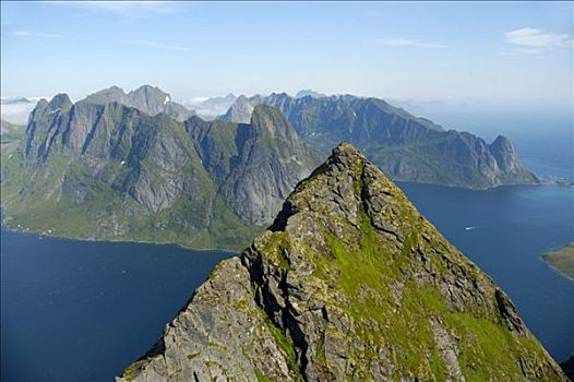 顶峰,山峦,罗弗敦群岛,挪威