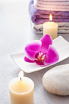 兰花,蜡烛,毛巾
