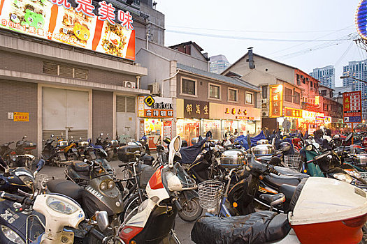 摩托车,停放,南京路,上海,中国