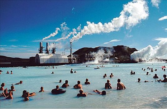 人,游泳,热,水,地热发电站,冰岛,沐浴,温泉,户外泳池,自然