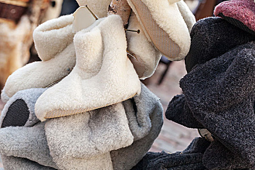 温暖,毛织品,鞋,悬挂,台案,市场,里加,拉脱维亚