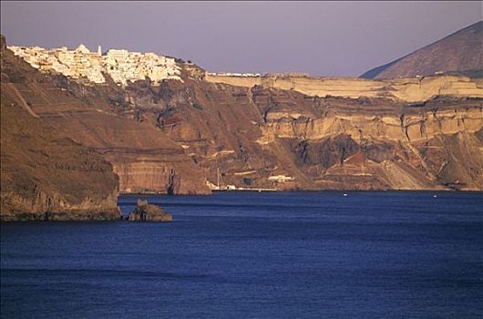 希腊,基克拉迪群岛,群岛,圣托里尼岛,锡拉岛,乡村,攀爬,悬崖