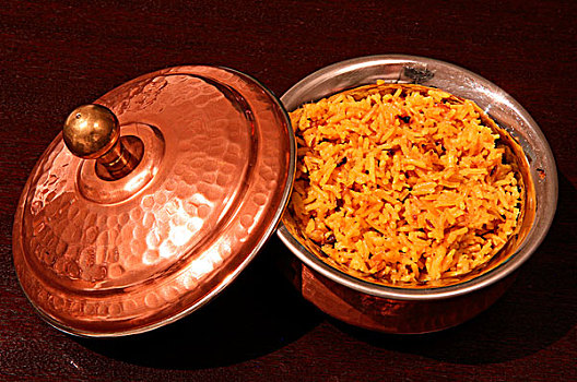 传统,印度,米饭,碗,食物,右边