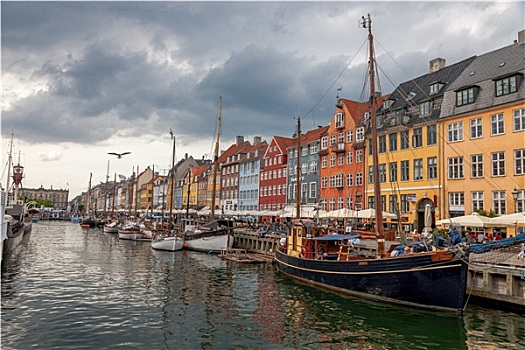 船,平静,新港,哥本哈根,丹麦