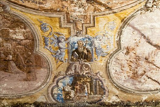壁画,教堂,洞穴,教会,卡拉布里亚,意大利南部,意大利,欧洲