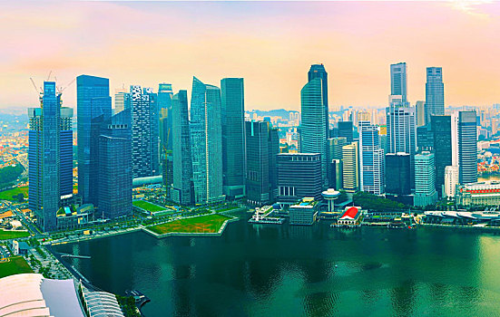 彩色,天际线,新加坡