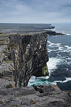风景,悬崖,海岸线,暗褐色,阿伦群岛,爱尔兰