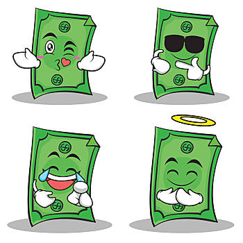 美元,卡通,风格,矢量,插画