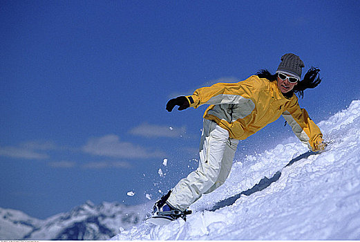 女人,滑雪板,不列颠哥伦比亚省,加拿大
