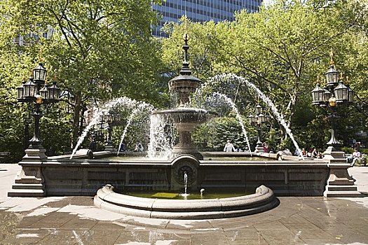 喷泉,曼哈顿,纽约,美国