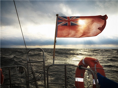 英国,旗帜,船,雷雨天气