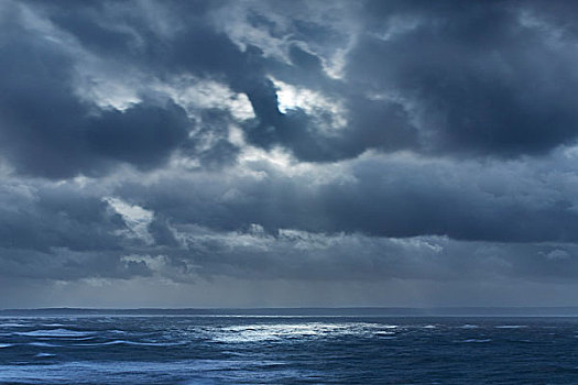 乌云,阴天,上方,海洋,德文郡,英国