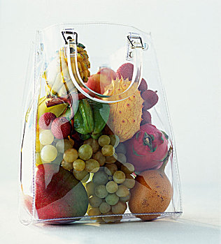 热带水果,透明,购物袋