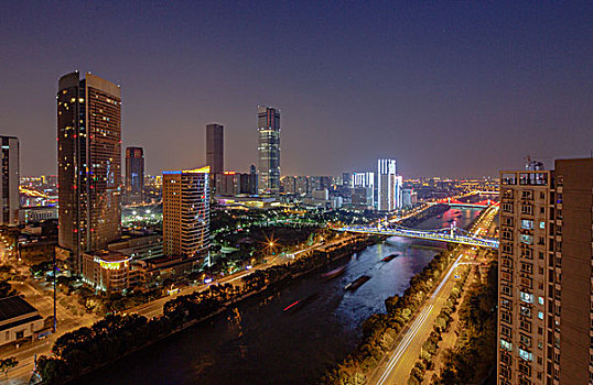 京杭大运河无锡段城市夜景