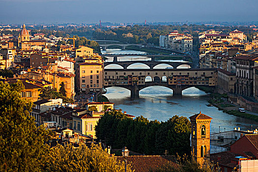 桥,上方,阿尔诺河,佛罗伦萨,托斯卡纳,意大利