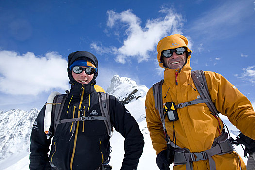 两个男人,滑雪,旅游,阿尔卑斯山,提洛尔,奥地利