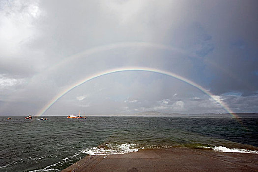 彩虹,上方,水,岛屿,苏格兰
