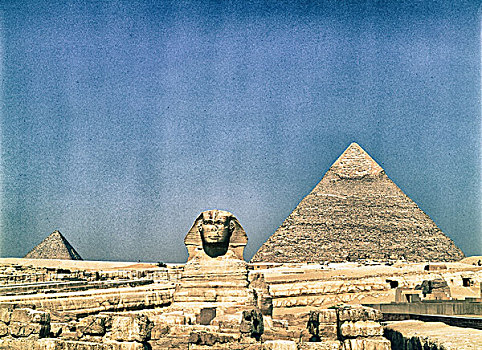 狮身人面像,卡夫拉金字塔,背景,吉萨金字塔,埃及