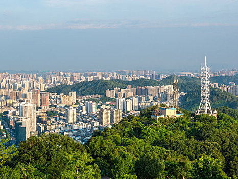 鸟瞰惠州市市区城市建筑风光