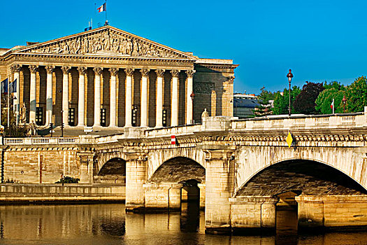 桥,河,政府建筑,塞纳河,巴黎,法国