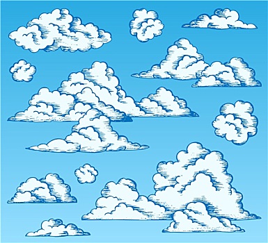 云,绘画,蓝色背景,天空
