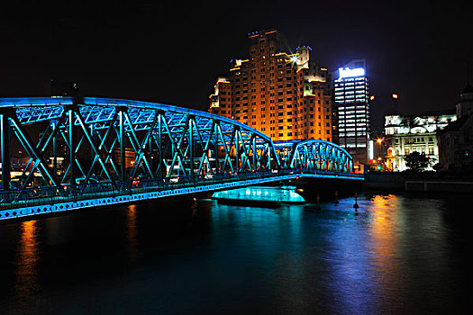 桥,夜晚,上海,中国