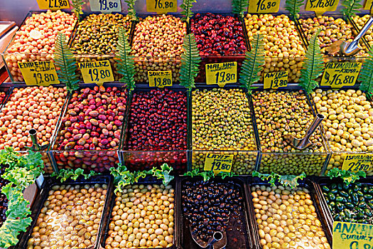 不同,品种,橄榄,销售,市场货摊,伊斯坦布尔,亚洲,土耳其