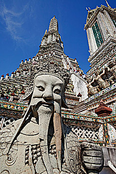 石像,正面,郑王庙,泰国,曼谷
