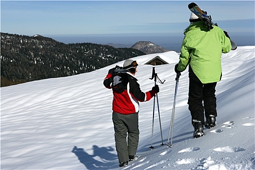 男人,女人,雪地