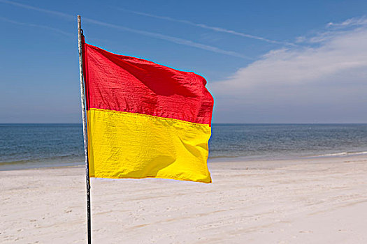 红色,黄色,旗帜,摆动,海滩,靠近,石荷州,德国,欧洲