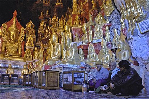 洞穴,金色,佛,宾德雅,缅甸