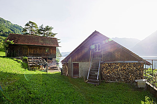 传统房间,鲍恩,琉森湖,瑞士,欧洲
